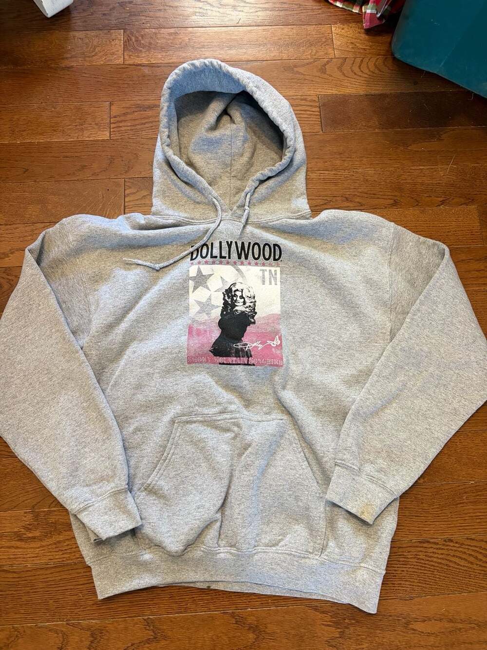 Dollywood Smoky Mountain Songbird Graphic Gray Hoodie Sweatshirt Medium